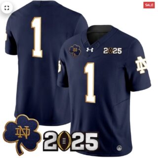 Notre Dame Fighting Irish 2025 CFP Final Patch Vapor Limited Jersey Navy #1 Team