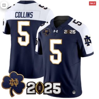 Notre Dame Fighting Irish 2025 CFP Final Patch Vapor Limited Jersey Navy Alternate Beaux Collins