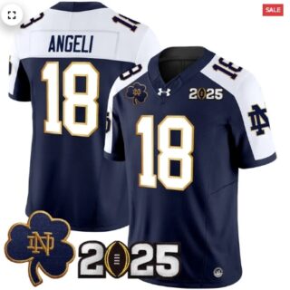 Notre Dame Fighting Irish 2025 CFP Final Patch Vapor Limited Jersey Navy Alternate Steve Angeli