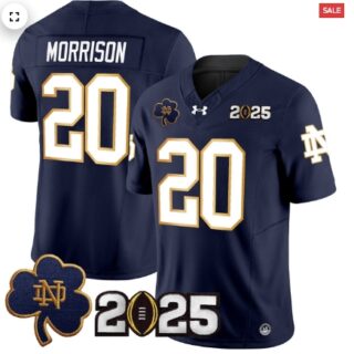 Notre Dame Fighting Irish 2025 CFP Final Patch Vapor Limited Jersey Navy Benjamin Morrison