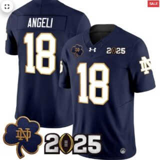 Notre Dame Fighting Irish 2025 CFP Final Patch Vapor Limited Jersey Navy Steve Angeli