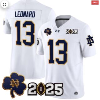 Notre Dame Fighting Irish 2025 CFP Final Patch Vapor Limited Jersey White Riley Leonard