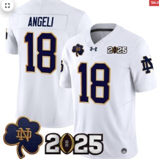 Notre Dame Fighting Irish 2025 CFP Final Patch Vapor Limited Jersey White Steve Angeli