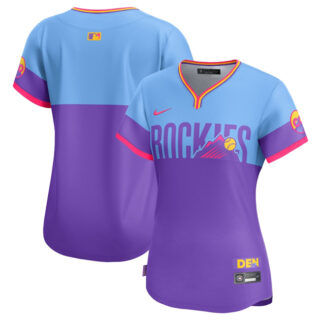 Women's Colorado Rockies Blank Purple Light Blue 2025 City Connect Limited Stitched Baseball Jersey(Run Small)
