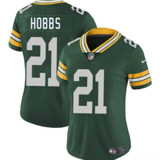 Women's Green Bay Packers #21 Nate Hobbs Green 2025 Vapor Untouchable Limited Stitched Jersey(Run Small)
