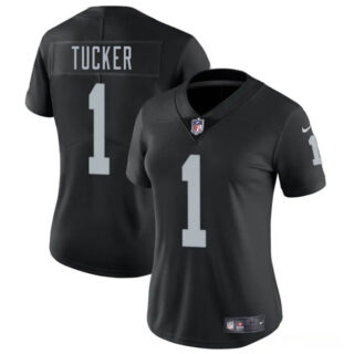 Women's Las Vegas Raiders #1 Tre Tucker Black 2025 Vapor Stitched Jersey(Run Small)