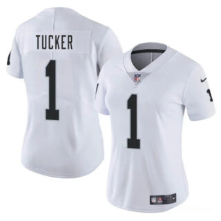 Women's Las Vegas Raiders #1 Tre Tucker White 2025 Vapor Stitched Jersey(Run Small)