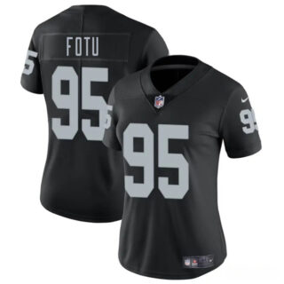 Women's Las Vegas Raiders #95 Leki Fotu Black 2025 Vapor Stitched Jersey(Run Small)