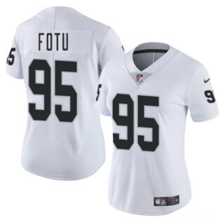 Women's Las Vegas Raiders #95 Leki Fotu White 2025 Vapor Stitched Jersey(Run Small)