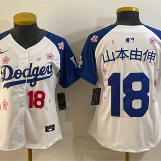 Women's Los Angeles Dodgers #18 Shota Imanaga White Royal 2025 Tokyo Series Limited Stitched Baseball Jersey(Run Small)