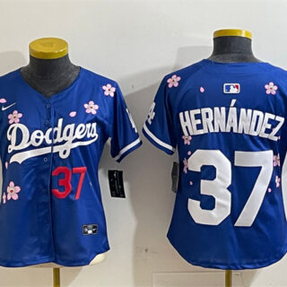 Women's Los Angeles Dodgers #37 Teoscar Hernandez Royal 2025 Tokyo Series Limited Stitched Baseball Jersey(Run Small)