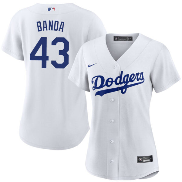 Women's Los Angeles Dodgers #43 Anthony Banda White Cool Base Stitched Baseball Jersey