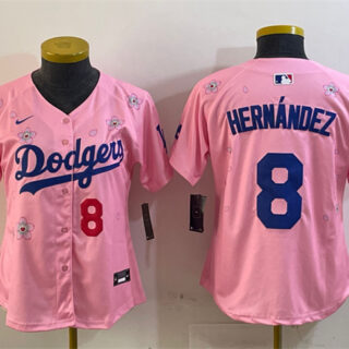 Women's Los Angeles Dodgers #8 Enrique Hernandez Pink 2025 Tokyo Series Limited Stitched Baseball Jersey(Run Small)