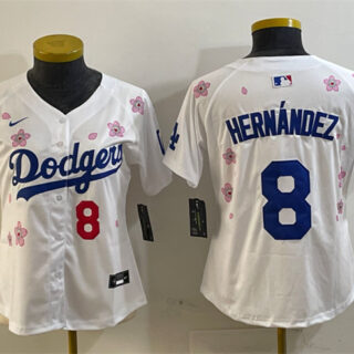 Women's Los Angeles Dodgers #8 Enrique Hernandez White 2025 Tokyo Series Limited Stitched Baseball Jersey(Run Small)