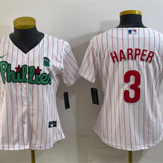 Women's Philadelphia Phillies #3 Bryce Harper Phanatic White Stitched Baseball Jersey(Run Small)