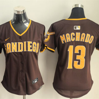 Women's San Diego Padres #13 Manny Machado Brown Limited Stitched Baseball Jersey(Run Small)