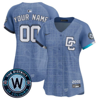 Women's Washington Nationals Active Player Custom Blue 2025 City Connect Limited Stitched Baseball Jersey(Run Small)