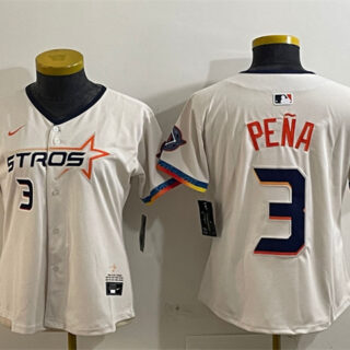 Youth Houston Astros #3 Jeremy Pena Cream 2025 City Connect With Texas Patch Limited Stitched Baseball Jersey