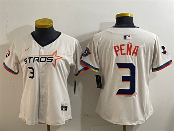 Youth Houston Astros #3 Jeremy Pena Cream 2025 City Connect With Texas Patch Limited Stitched Baseball Jersey