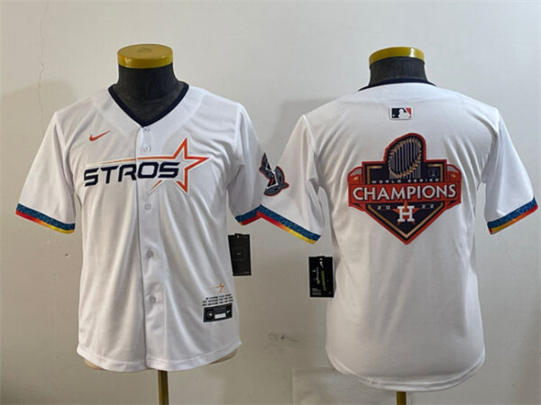 Youth Houston Astros Team Big Logo White 2025 City Connect Limited Stitched Baseball Jerseys