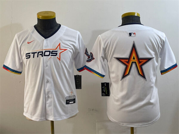 Youth Houston Astros Team Big Logo White 2025 City Connect Limited Stitched Baseball Jerseys