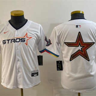 Youth Houston Astros Team Big Logo White 2025 City Connect Limited Stitched Baseball Jerseys