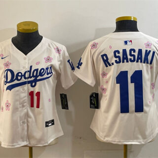 Youth Los Angeles Dodgers #11 Roki Sasaki Cream 2025 Tokyo Series Limited Stitched Baseball Jersey