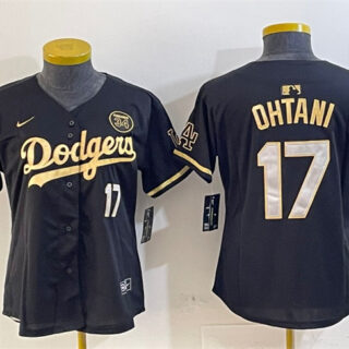 Youth Los Angeles Dodgers #17 Shohei Ohtani Black Gold 2024 World Series With Fernando Patch Vapor Limited Stitched Baseball Jersey