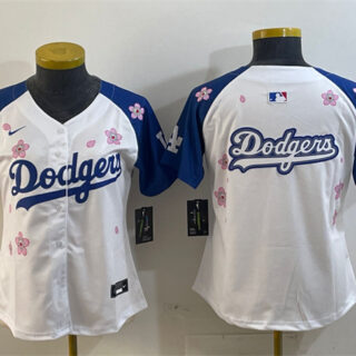 Youth Los Angeles Dodgers Team Big Logo White Royal 2025 Tokyo Series Limited Stitched Baseball Jerseys