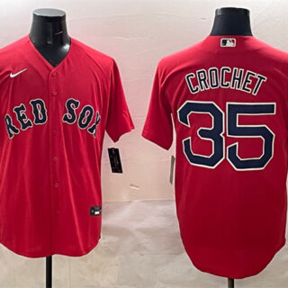 Men's Boston Red Sox #35 Garrett Crochet Red Cool Base Stitched Baseball Jersey