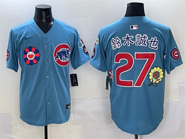 Men's Chicago Cubs #27 Seiya Suzuki Blue 2025 Tokyo Series 2nd Alternate Limited Stitched Baseball Jersey