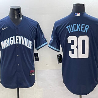 Men's Chicago Cubs #30 Kyle Tucker Navy City Connect Stitched Baseball Jersey