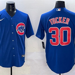 Men's Chicago Cubs #30 Kyle Tucker Royal Cool Base Stitched Baseball Jersey