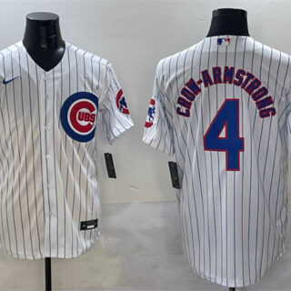 Men's Chicago Cubs #4 Pete Crow-Armstrong White Cool Base Stitched Baseball Jersey