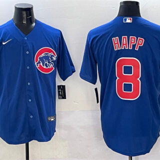 Men's Chicago Cubs #8 Ian Happ Royal Cool Base Stitched Baseball Jersey