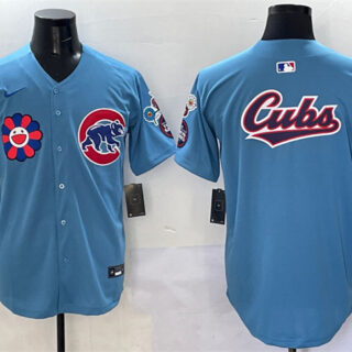 Men's Chicago Cubs Team Big Logo Blue 2025 Tokyo Series 2nd Alternate Limited Stitched Baseball Jersey