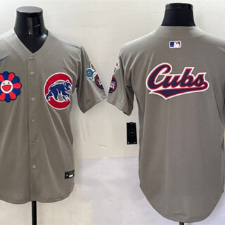 Men's Chicago Cubs Team Big Logo Gray 2025 Tokyo Series Limited Stitched Baseball Jersey