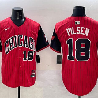 Men's Chicago White Sox #18 Pilsen Red Black 2025 City Connect Limited Stitched Baseball Jersey