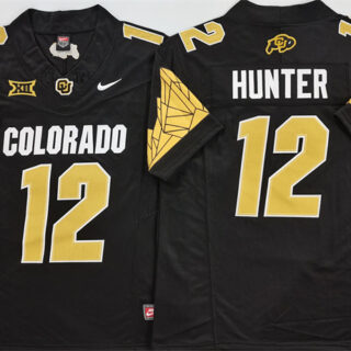 Men's Colorado Buffaloes #12 Travis Hunter Black With XII Patch 2025 F.U.S.E Stitched Football Jersey