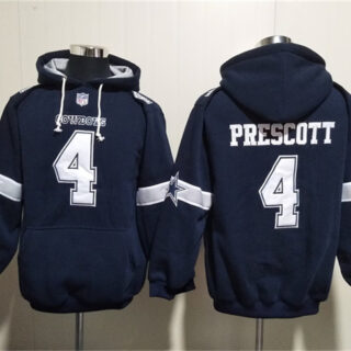 Men's Dallas Cowboys #4 Dak Prescott Navy Ageless Must-Have Lace-Up Pullover Hoodie