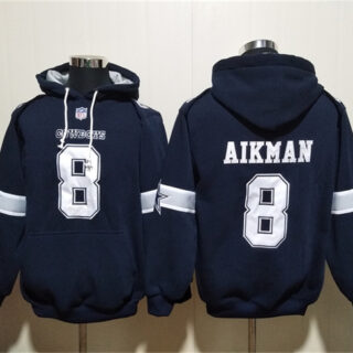Men's Dallas Cowboys #8 Troy Aikman Navy Ageless Must-Have Lace-Up Pullover Hoodie