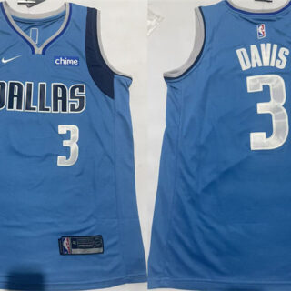 Men's Dallas Mavericks #3 Anthony Davis Blue 2025 Icon Edition Stitched Basketball Jersey