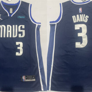 Men's Dallas Mavericks #3 Anthony Davis Navy 2025 Statement Edition Stitched Basketball Jersey