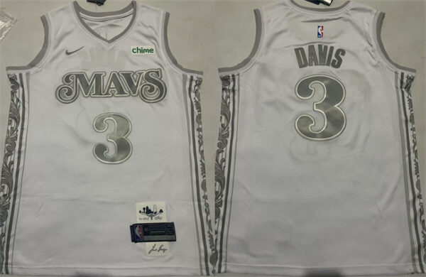 Men's Dallas Mavericks #3 Anthony Davis White 2024 25 City Edition Stitched Basketball Jersey