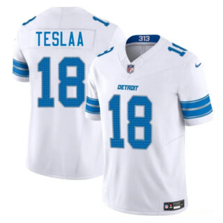 Men's Detroit Lions #18 Isaac TeSlaa White 2025 Draft F.U.S.E. Vapor Limited Stitched Jersey