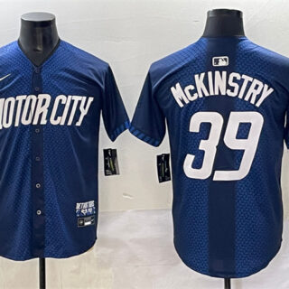 Men's Detroit Tigers #39 Zach McKinstry 2024 Navy City Connect Cool Base Limited Stitched Jersey