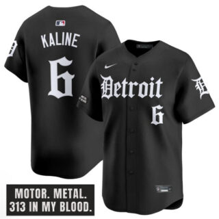 Men's Detroit Tigers #6 Al Kaline Black 'Motor Gothic Edition' Vapor Premier Limited Stitched Baseball Jersey