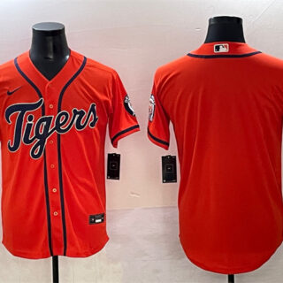Men's Detroit Tigers Blank Orange With Patch Cool Base Stitched Baseball Jersey