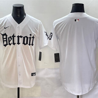 Men's Detroit Tigers Blank White 'Motor Gothic Edition' Vapor Premier Limited Stitched Baseball Jersey