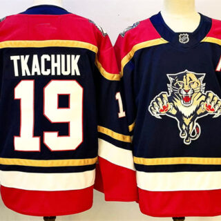 Men's Florida Panthers #19 Matthew Tkachuk Black 2024-25 Home With A Patch Stitched Hockey Jersey